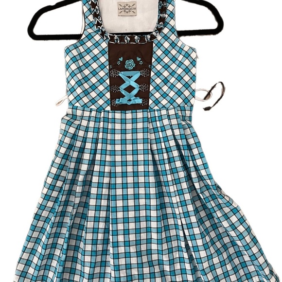Landhaus European Gingham HeidiEmbroidery Ruffles Pleats lace bodice Tea Party